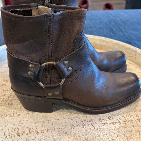 Frye Shoes - Frye Dark Brown Leather Buckle Boots